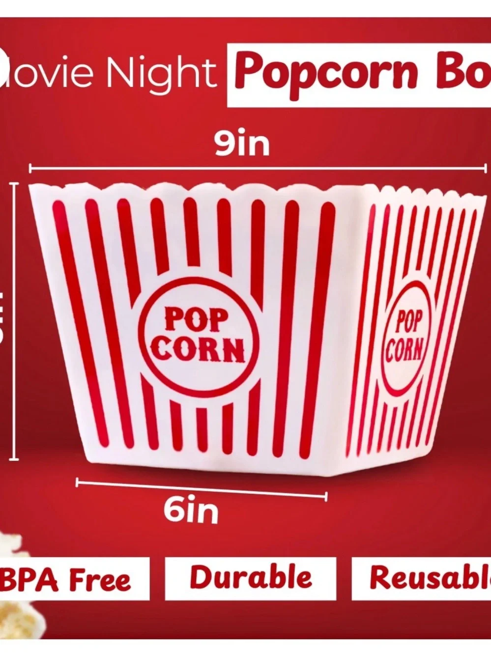 Classic Red & White Popcorn Boxes - Party Snack Holders